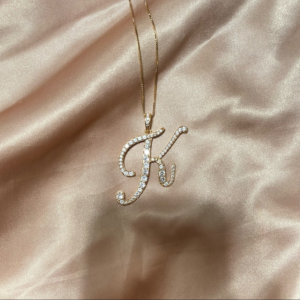 Gold Letter K Initial Necklace - Picture 4 of 4